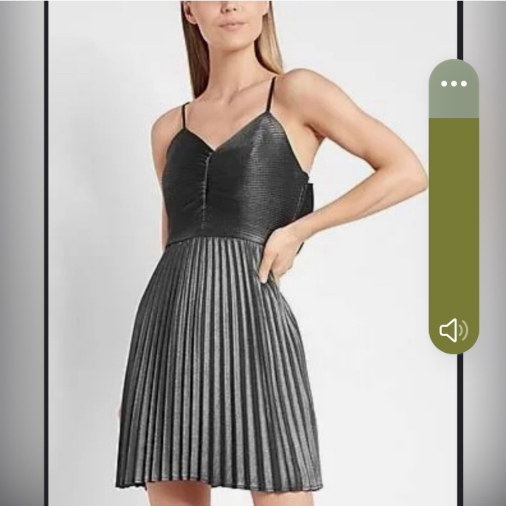 NWT Express dress, metallic black/grey, fully lined with side-zip, Size L